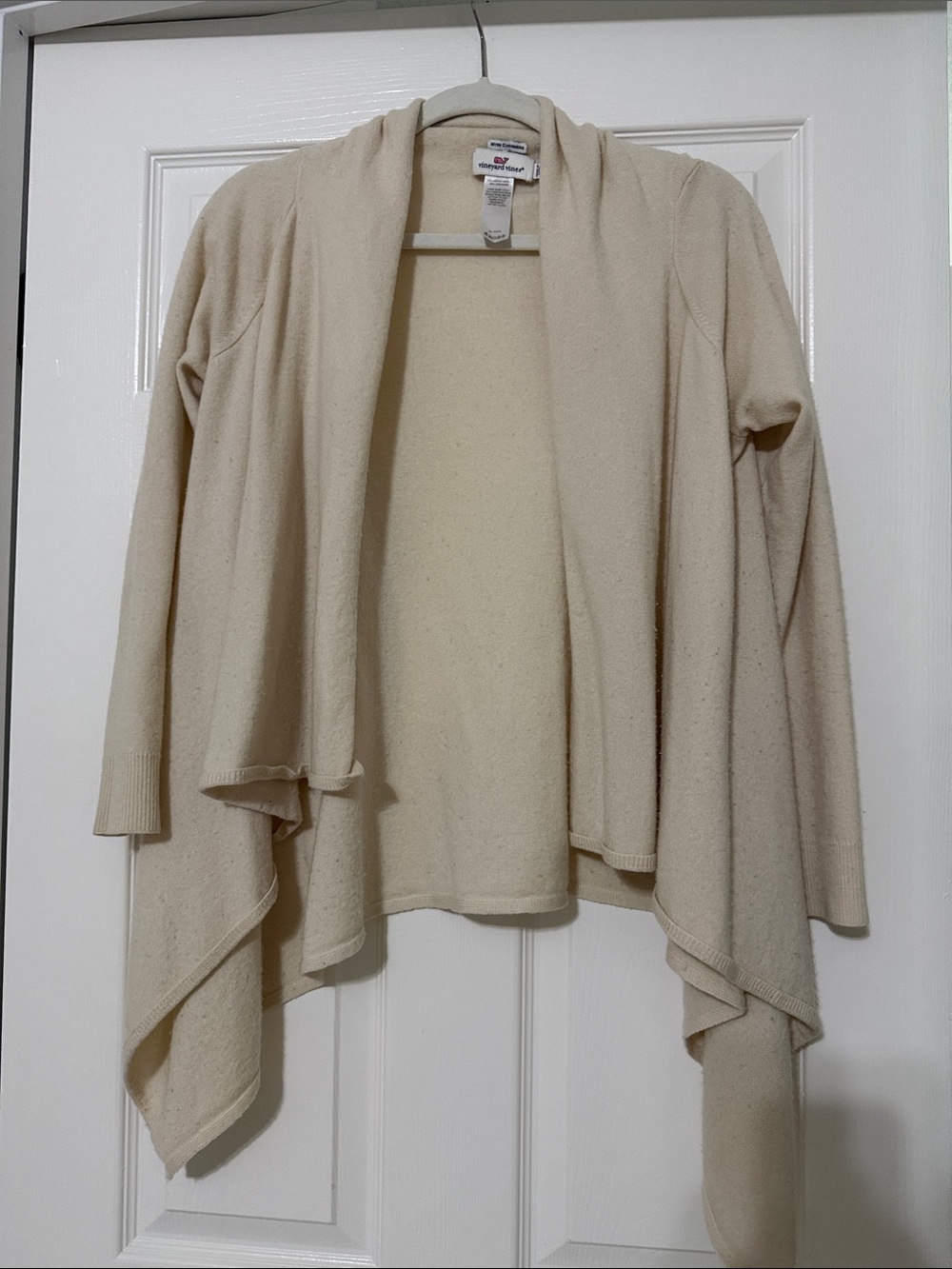 Vineyard Vines Cream Draped Open Front Cardigan